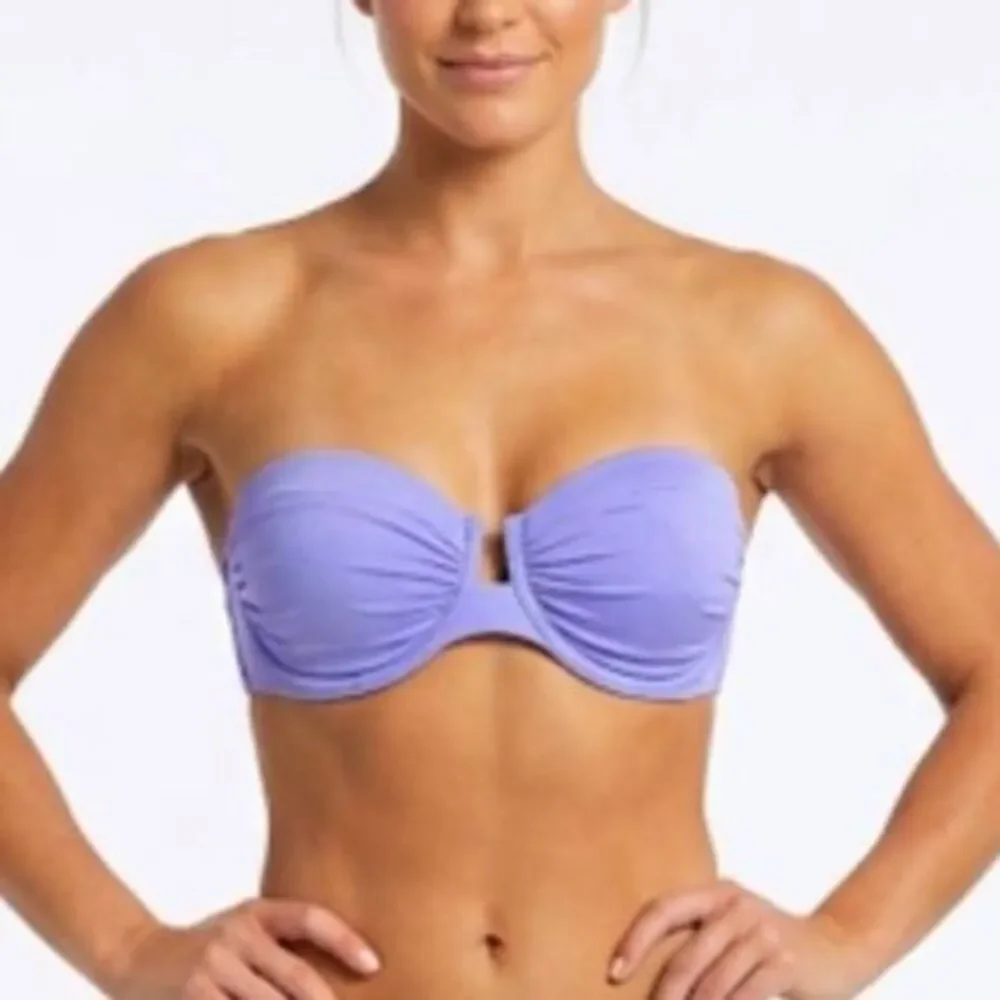 Victoria’s Secret Lavender Ruched Strapless Padded Underwire Bikini Top Size 36D